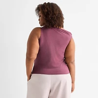 Ashley Graham Womens Plus U Neck Sleeveless Tank Top