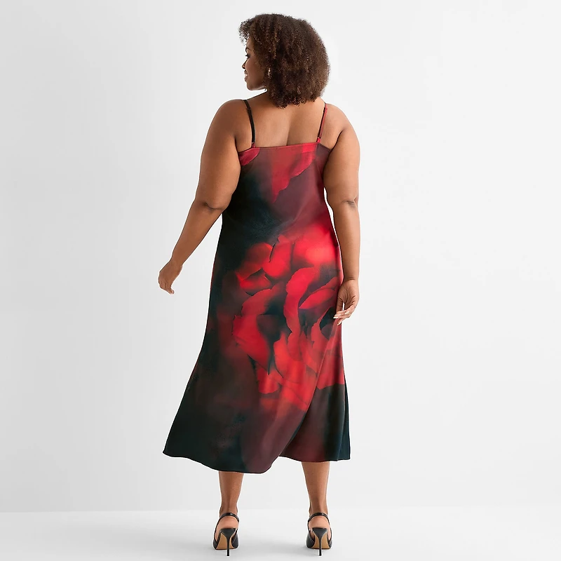 Ashley Graham Womens Satin Slip Dress