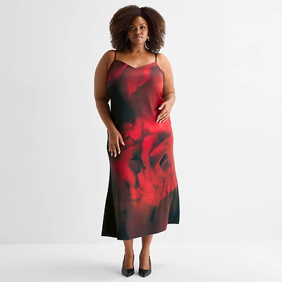 Ashley Graham Womens Satin Slip Dress