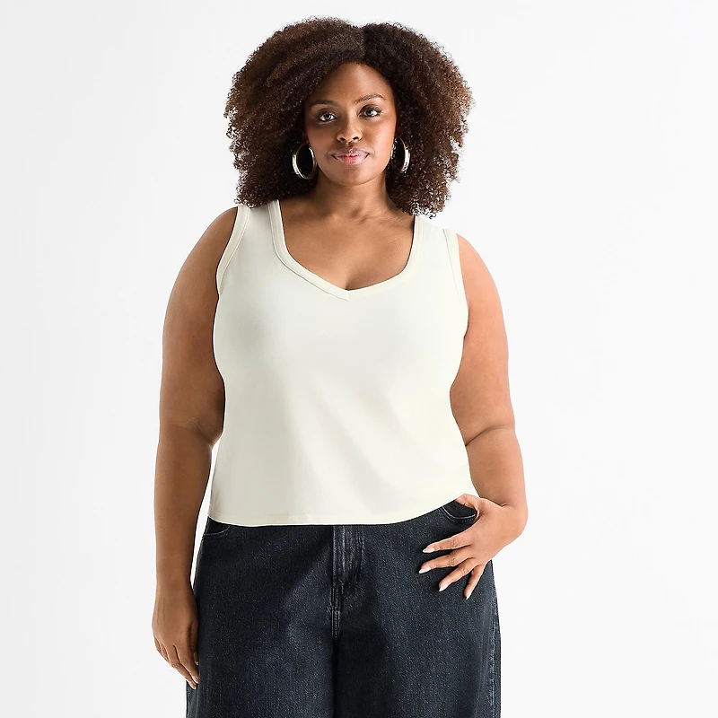 Ashley Graham Womens Plus U Neck Tank