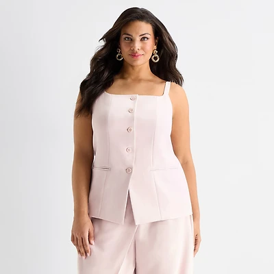 Ashley Graham Womens Plus Sleeveless Vest