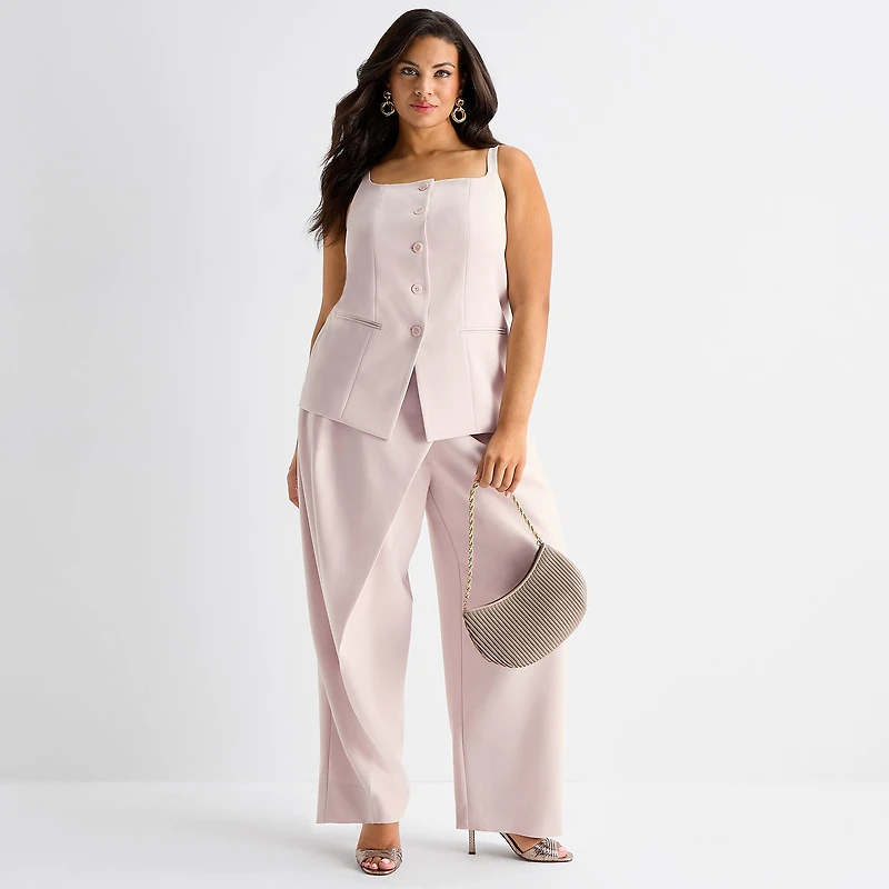 Ashley Graham Womens Plus Sleeveless Vest