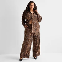 Ashley Graham Womens Plus Long Sleeve Regular Fit Button-Down Shirt