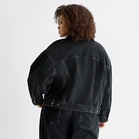 Ashley Graham Womens Plus Denim Lightweight Jacket