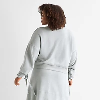 Ashley Graham Womens Plus Crew Neck Long Sleeve Sweatshirt