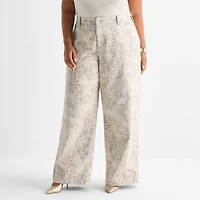Ashley Graham Womens Plus Wide Leg Jean