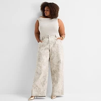 Ashley Graham Womens Plus Wide Leg Jean