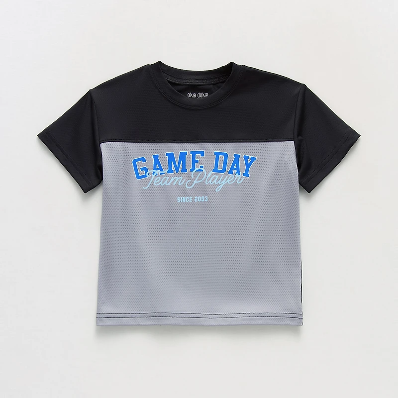 Okie Dokie Active Toddler & Little Boys Crew Neck Short Sleeve Regular Fit Graphic T-Shirt