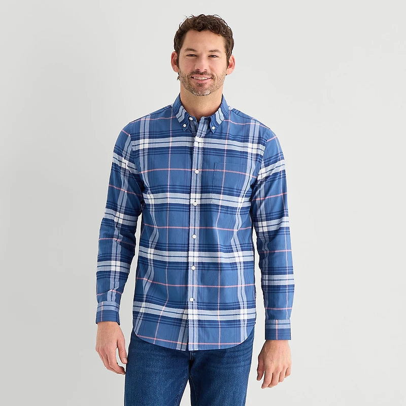 St. John's Bay Performance Mens Long Sleeve Classic Fit Button-Down Shirt