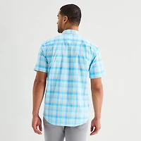 St. John's Bay Stretch Poplin Mens Short Sleeve Classic Fit Button-Down Shirt