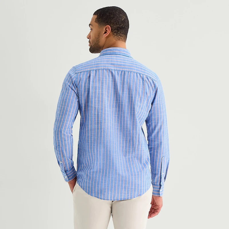 St. John's Bay Slub Mens Long Sleeve Classic Fit Button-Down Shirt