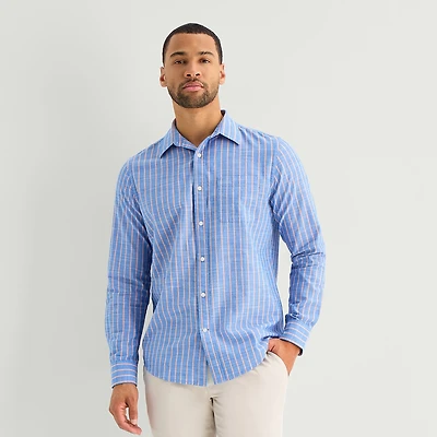 St. John's Bay Slub Mens Long Sleeve Classic Fit Button-Down Shirt