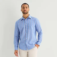 St. John's Bay Slub Mens Long Sleeve Classic Fit Button-Down Shirt