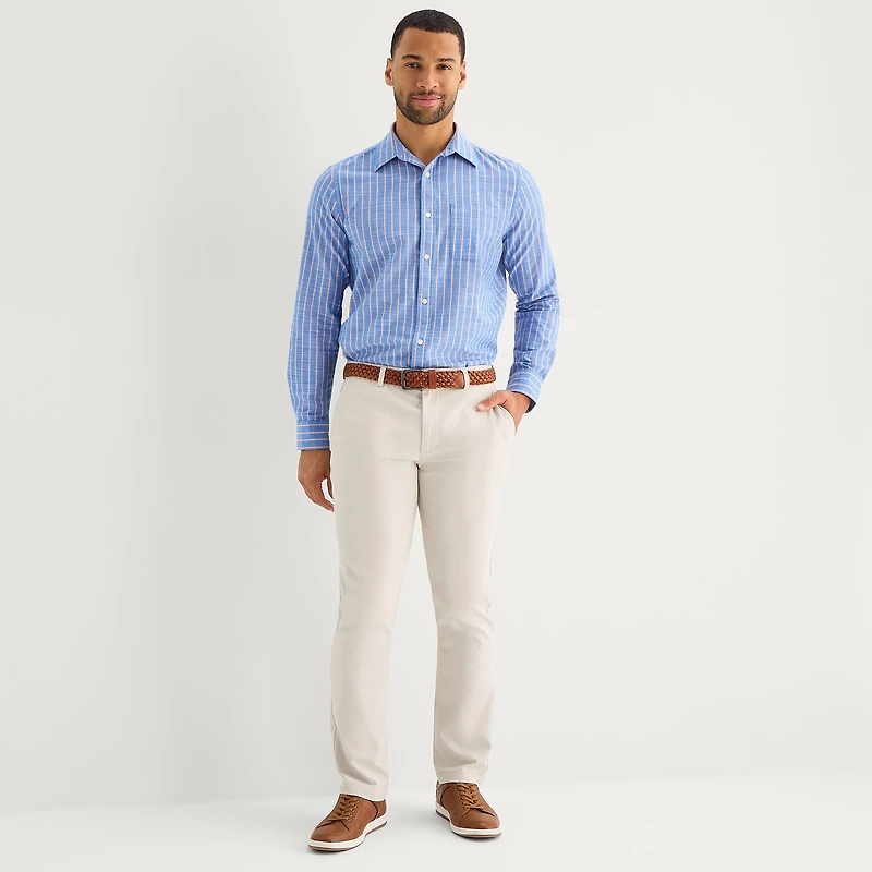 St. John's Bay Slub Mens Long Sleeve Classic Fit Button-Down Shirt