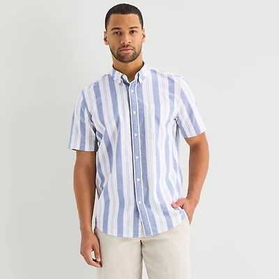 St. John's Bay Oxford Mens Short Sleeve Classic Fit Button-Down Shirt