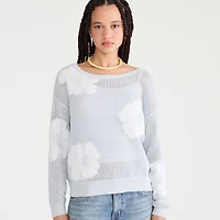AEROPOSTALE Juniors Womens Asymmetrical Neck Long Sleeve Pullover Sweater