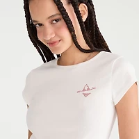 AEROPOSTALE Womens Juniors Rhinestone Crew Neck Short Sleeve Regular Fit Graphic T-Shirt