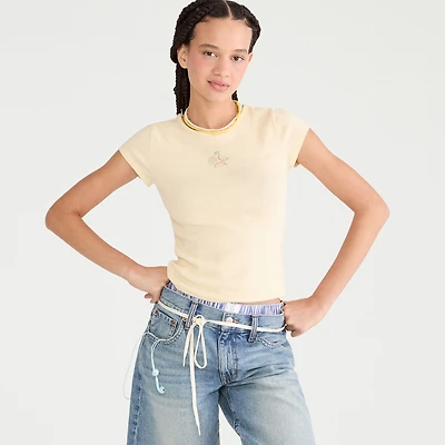 AEROPOSTALE Womens Juniors Rhinestone Crew Neck Short Sleeve Regular Fit Graphic T-Shirt