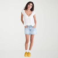 AEROPOSTALE Womens Juniors V Neck Short Sleeve Babydoll Top