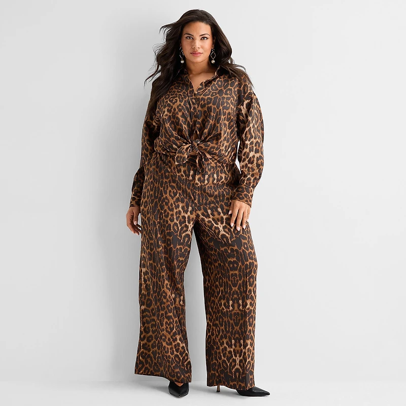 Ashley Graham Womens Plus Straight Trouser