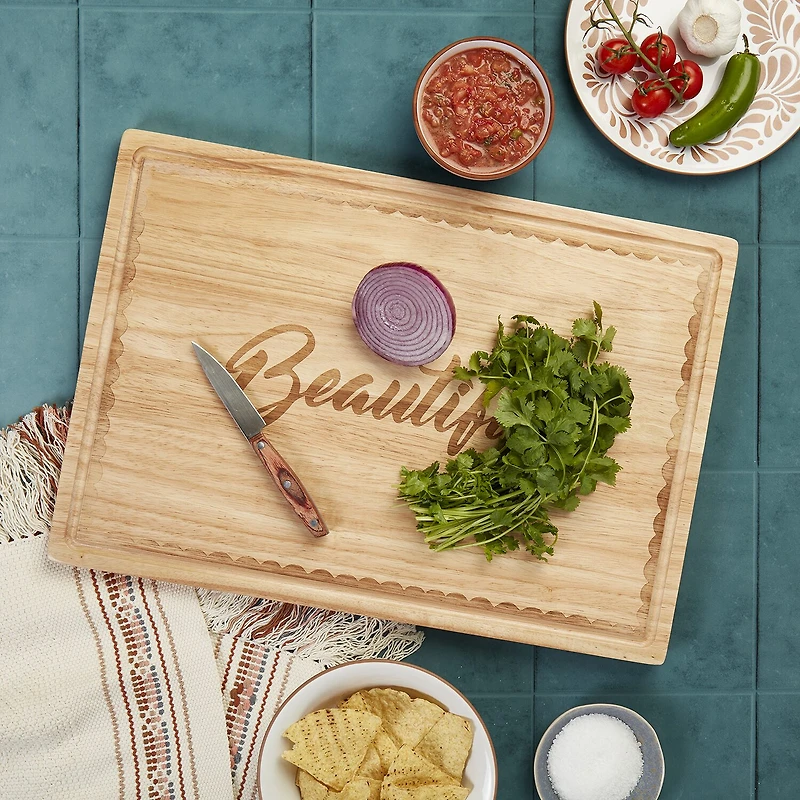 Jenny Martinez Rubberwood 20"x14" Cutting Board