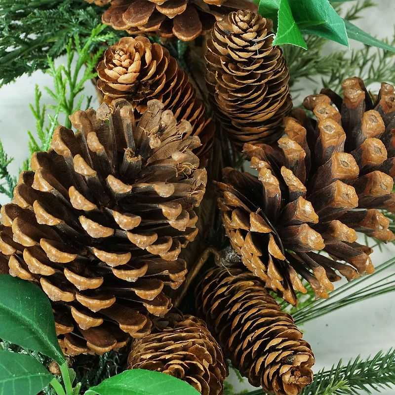 Green Foilage with Mixed Pinecones Artificial Christmas Wreath - 24-Inch Unlit