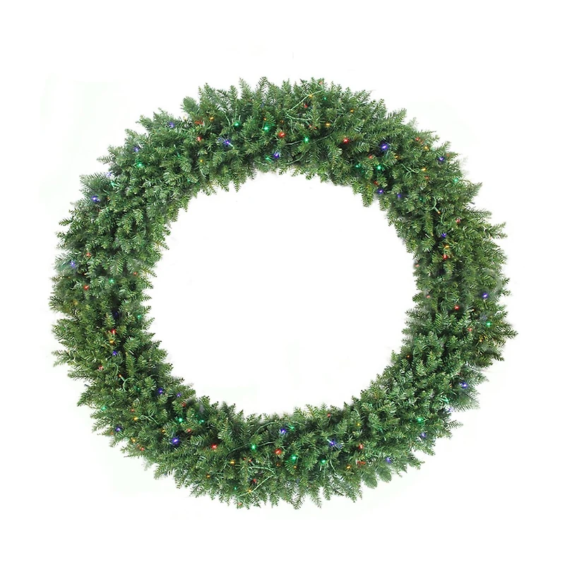 Pre-Lit Buffalo Fir Commercial Artificial Christmas Wreath - 72-Inch Multicolor LED Lights