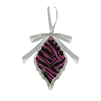 5.75'' Magenta Pink and Gray Glittered Diamond Prism Christmas Ornament