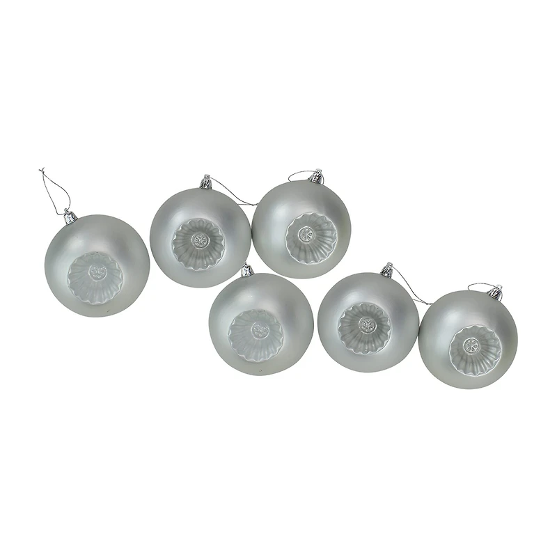 6ct Silver Shatterproof Matte Retro Reflector Christmas Ball Ornaments 4'' (100mm)