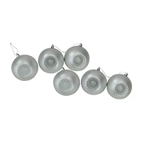 6ct Silver Shatterproof Matte Retro Reflector Christmas Ball Ornaments 4'' (100mm)