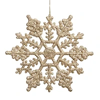 24ct Champagne Gold Glitter Snowflake Christmas Ornaments 4"