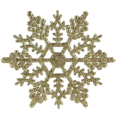 24ct Gold Glitter Snowflake Christmas Ornaments 4"