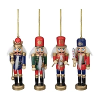 Set of 4 Red and Green Christmas Nutcracker Ornaments - 5"