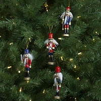 Set of 4 Red and Green Christmas Nutcracker Ornaments - 5"