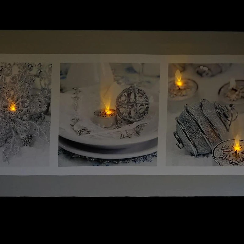 LED Lighted Shimmering Silver Splendor Christmas Canvas Wall Art 11.75" x 27.5"