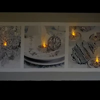 LED Lighted Shimmering Silver Splendor Christmas Canvas Wall Art 11.75" x 27.5"
