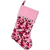 15.75'' Pink and Brown Camouflage Christmas Stocking with Cuff