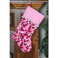 15.75'' Pink and Brown Camouflage Christmas Stocking with Cuff