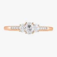 Love Lives Forever (H-I / Si2) Womens 1/2 CT. T.W. Lab Grown White Diamond 10K or 14K Gold Oval Side Stone 3-Stone Engagement Ring