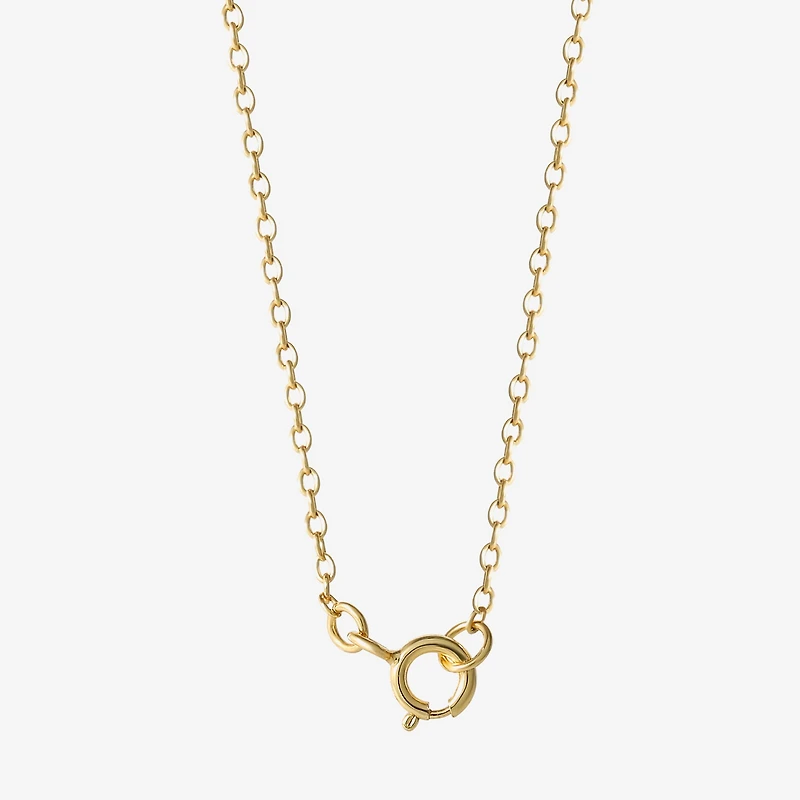 Girls Pink Cubic Zirconia 18K Gold Over Silver 15 Inch Pendant Necklace