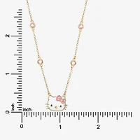 Girls Pink Cubic Zirconia 18K Gold Over Silver 15 Inch Pendant Necklace