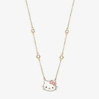 Girls Pink Cubic Zirconia 18K Gold Over Silver 15 Inch Pendant Necklace