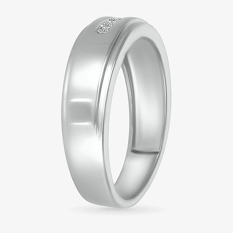 Mens 4.5MM 1/10 CT. T.W. Natural White Diamond 14K Gold Wedding Band