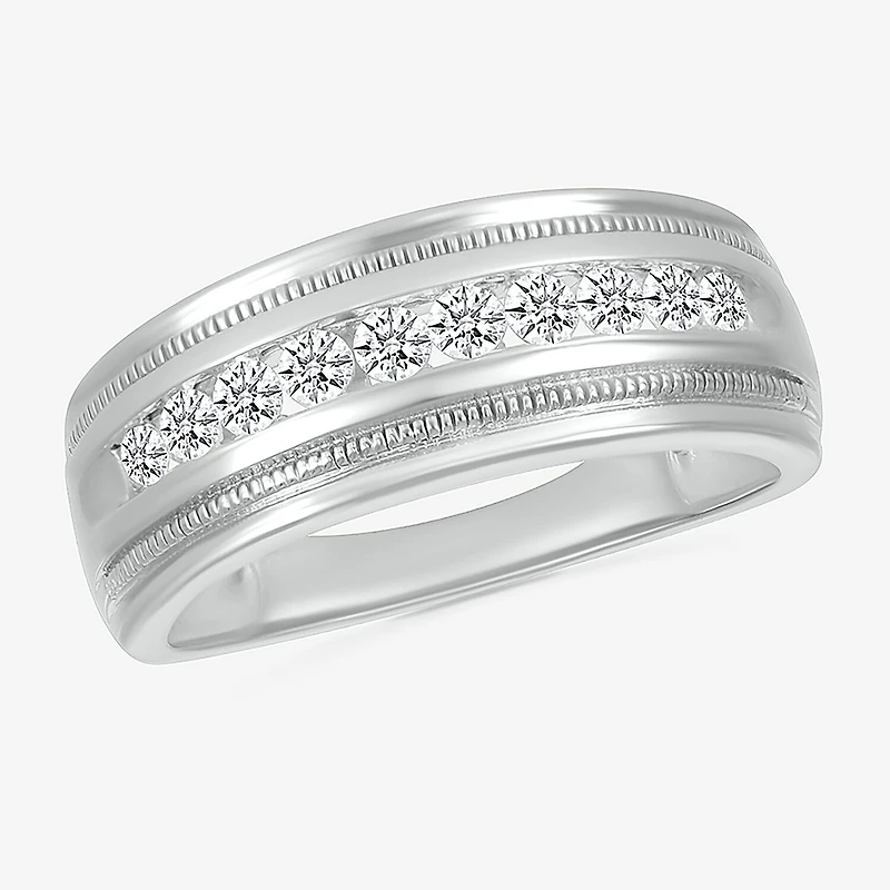 Mens 2.5MM 1/2 CT. T.W. Natural White Diamond 14K Gold Wedding Band