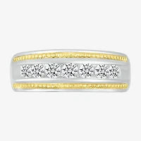 Mens 2.5MM 1 CT. T.W. Natural White Diamond 14K Two Tone Gold Wedding Band