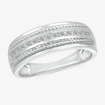 Mens 2.5MM 1/5 CT. Natural White Diamond 10K Gold Wedding Band