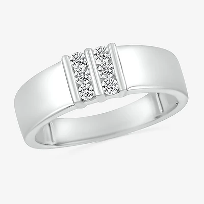 Mens 3.5MM 1/5 CT. Natural White Diamond 10K Gold Wedding Band