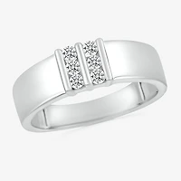 Mens 3.5MM 1/5 CT. Natural White Diamond 10K Gold Wedding Band