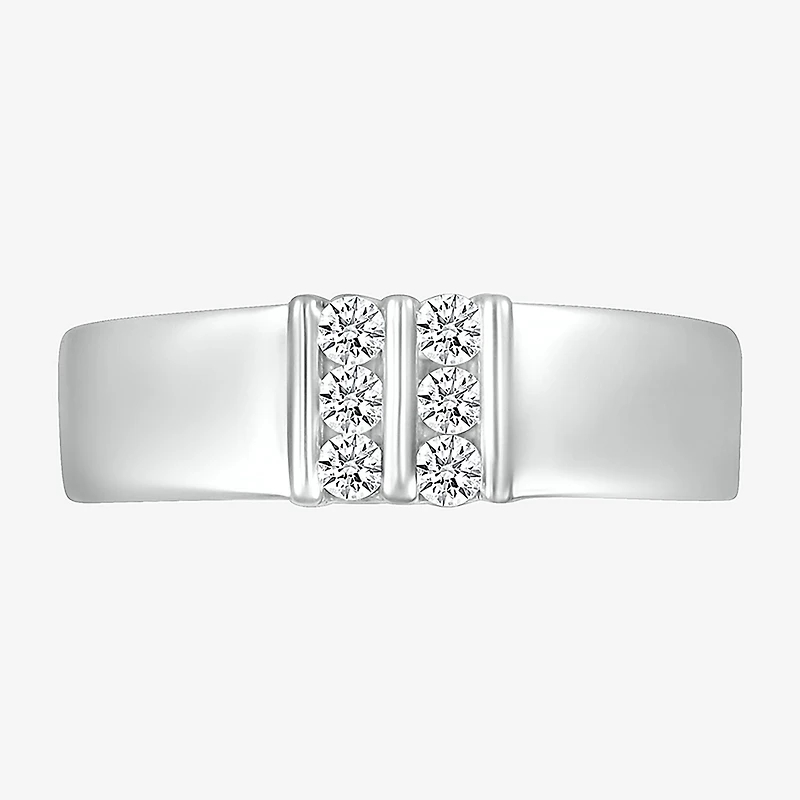 Mens 3.5MM 1/5 CT. Natural White Diamond 10K Gold Wedding Band