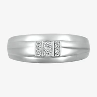 Mens 2MM 1/10 CT. T.W. Natural White Diamond 10K Gold Wedding Band
